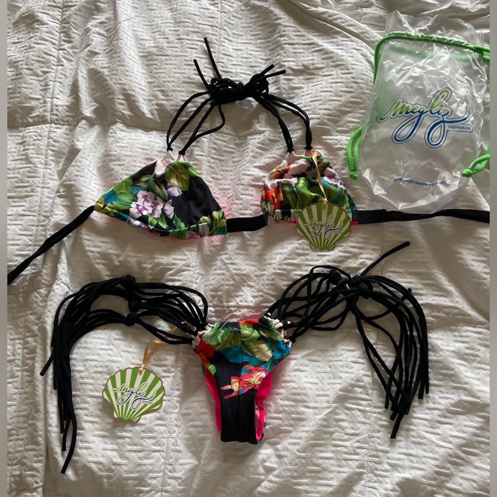 floral strappy bikini set